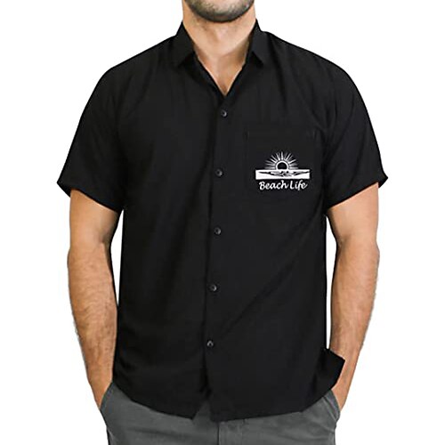 

Herre Skjorte Skjorte med knapper Uformell skjorte Maleri Aftæpning Svart 1 # Svart 2 # Svart 3 # Svart Store størrelser utendørs Feriereise Kortermet Klær Moderne Stil Retro / vintage