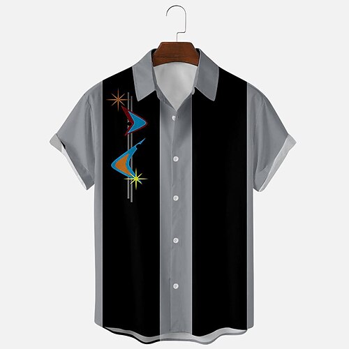 

Per uomo Camicia Camicia da bowling Camicia con bottoni Camicia estiva Maglietta informale Grigio Manica corta Color Block Stampe astratte Collo ripiegabile Giornaliero Da mare Stampa Abbigliamento