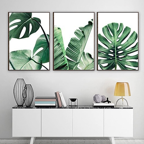 

arte da parede em tela folha verde pintura de vida simples decoração de parede dathroom planta monstera 3 peças fotos de tela emolduradas arte contemporânea em aquarela pronta para pendurar para