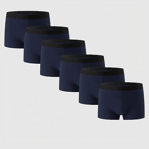 Herr 6-pack Boxerkalsonger Underkläder Briefs Boxershorts Bomull Andningsfunktion Slät Multifärg