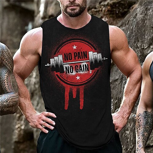 

Herre Vest Top Ærmeløs T-shirt til mænd Grafisk Sjov Håndvægte Rund hals Tøj 3D-udskrivning Daglig Sport Uden ærmer Trykt mønster Mode Designer Muskel