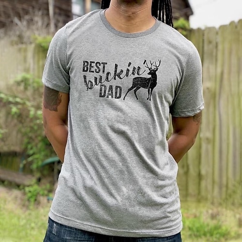 

Herre Store størrelser Big Tall T skjorte T-skjorter Crewneck Hvit Grå Kort Erme utendørs Ut på byen Trykt mønster Bokstaver Klær Bomullsblanding Gatemote Stilfull Fritid