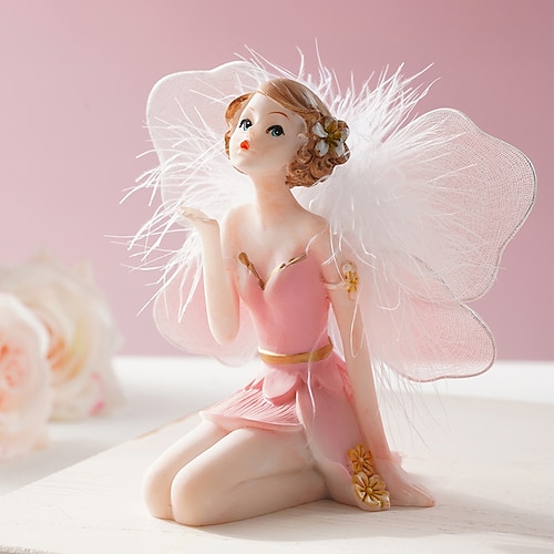 

Pink Clothes Feather Fairy Home Decoration Resin Crafts Accessories Gifts 1PC