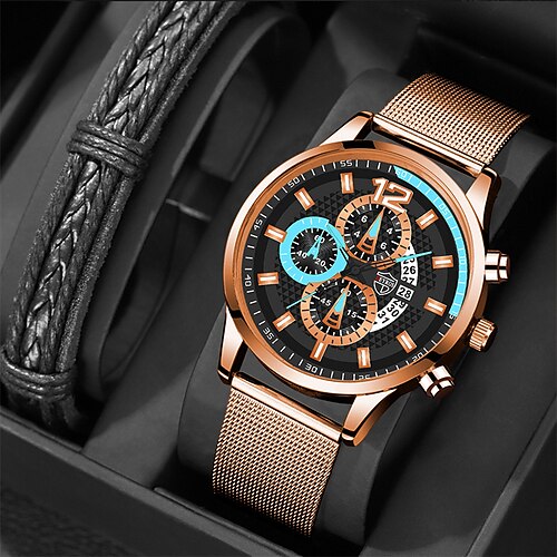 

Hombre Relojes de cuarzo Reloj de Pulsera Lujo Negocios Analógico pulsera Luminoso Calendario x IMPERMEABLE Cinturón de malla Reloj