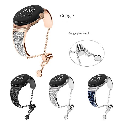 

Smartwatch bånd til Samsung Galaxy Watch 5 Pro 45mm 4 Classic 42mm 46mm 3 41mm Active 2 40mm 44mm Gear Sport S2 Classic Rustfrit stål Smartwatch Rem Dame Glitter To tone Smykke armbånd Udskiftning