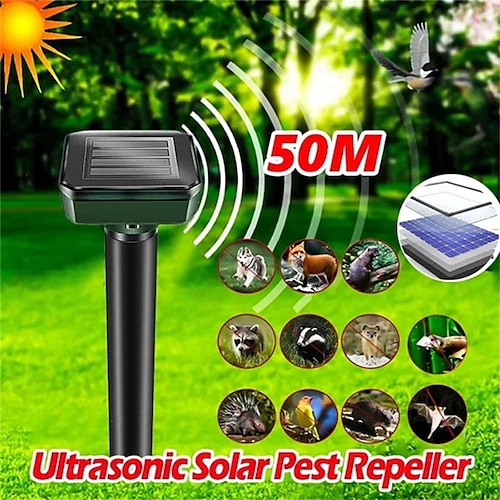 

Ultrasonic Solar Pest Repeller Motion Sensor Repellent Waterproof Garden Farm Animals Insect Mole Birds Snake