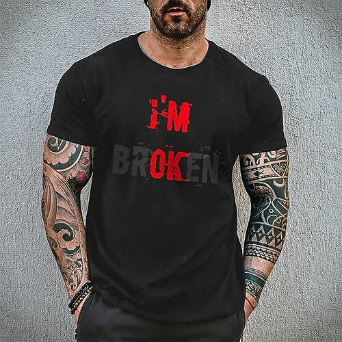 

Herre Plusstørrelser Store Høje T-shirt T-Shirts Rund Hals Sort Hvid Grå Kort Ærme udendørs I-byen-tøj Sportsoverdele Basale Trykt mønster Grafisk Bogstaver Tøj Bomuldsblanding Gade Stilfuld Afslappet
