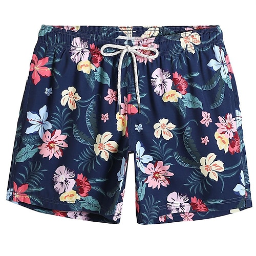 

Herre Surf shorts Badeshorts Sommer shorts Strandshorts Snørelukning med mesh-for Elastisk Talje Grafiske tryk Blomst Hurtigtørrende Korte Afslappet Daglig Ferie Boheme Hawaiiansk Mørkeblå