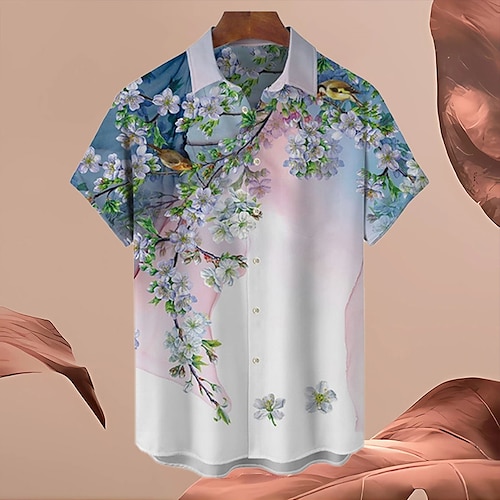 

Homme Chemise Chemise hawaïenne Floral Dégradé Imprimés Photos Col rabattu Bleu Bleu clair Extérieur Plein Air Manches courtes Bouton bas Imprimer Vêtement Tenue Mode Design Décontractées Flexible