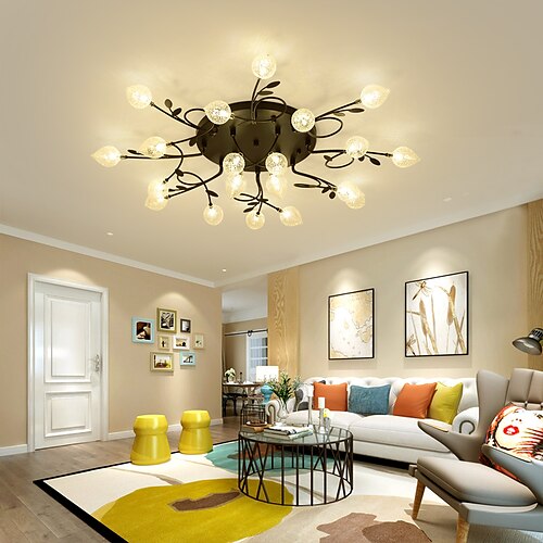 

led taklamper varmt hvitt glass metallmalt finish lysekroner moderne stil enkelhet stue spisestue soverom lysarmatur