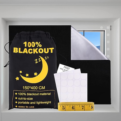 

Portable Blackout Curtain Shades for Living Room, Bedroom, 100% Blackout Blind For Window Light Blocking Drapes, DIY Window Size for Baby Nursery, Bedroom, Dorm Room, or Travel Use