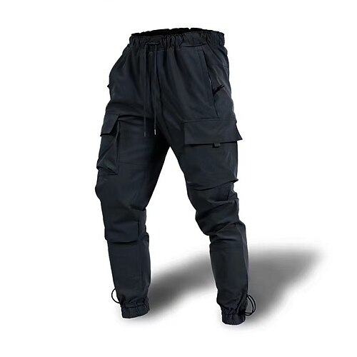 

Men's Cargo Pants Cropped Pants Drawstring Cargo Pocket Plain Breathable Full Length Outdoor Casual Trousers Black Green Inelastic