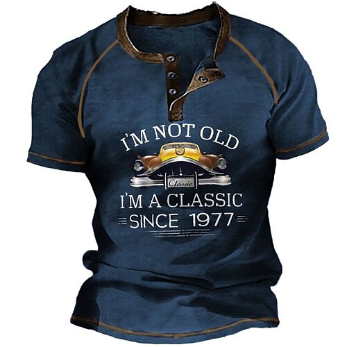 

Per uomo Camicia Henley Magliette grafiche Camicia fresca Auto Stampe astratte stampa di lettere Henley Stampa a caldo Strada Da mare Manica corta Stampa Abbigliamento Di tendenza Originale Essenziale