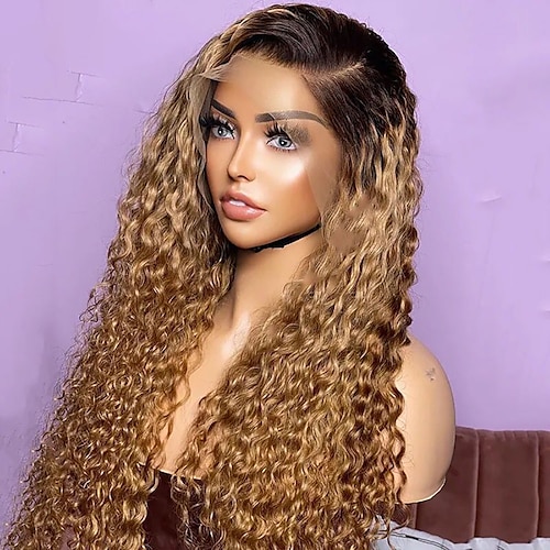 

Capelli vergini non trattati 13x4 Pizzo Frontale Parrucca Parte libera Brasiliano Riccio Multicolore Parrucca 130% 150% Densità dei capelli con i capelli del bambino Capelli schiariti Attaccatura dei