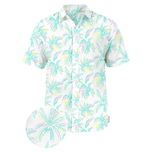 

Homme Chemise Chemise hawaïenne Cocotier Imprimés Photos Col rabattu Blanche bleu marine Plein Air Casual Manches courtes Bouton bas Imprimer Vêtement Tenue Rétro Vintage Mode Vêtement de rue Design