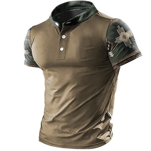

Per uomo POLO Camicia da golf Golf Informale Per eventi Colletto alla coreana Manica corta Di tendenza Essenziale Color Block Pulsante Estate Standard Marrone POLO