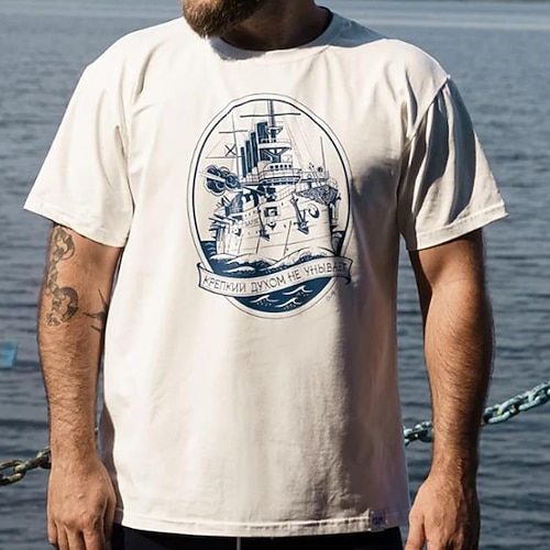 

Herre Store størrelser Big Tall T skjorte T-skjorter Crewneck Hvit Kort Erme utendørs Ut på byen Trykt mønster Bokstaver Grafiske trykk Klær Bomullsblanding Gatemote Stilfull Fritid