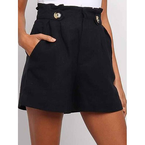 

Dame Loungewear Ren farve Mode Enkel Afslappet Hjem Gade Ferierejse Spandex Åndbart Kort bukser Shorts Elastisk Talje Sommer Forår Sort militærgrøn
