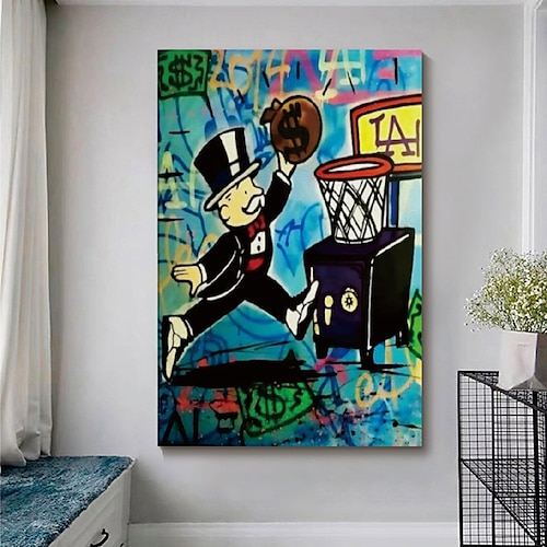 

fatto a mano dipinto a mano pittura a olio parete pittura astratta moderna alec monopoly arte di strada soldi pittura su tela decorazione della casa arredamento tela arrotolata senza cornice non tesa