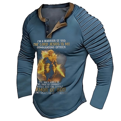 

Per uomo Camicia Henley Magliette grafiche Camicia fresca Stampe astratte Sottile pieghettato stampa di lettere Anziani Henley Stampa a caldo Strada Da mare Manica lunga Stampa Abbigliamento Di