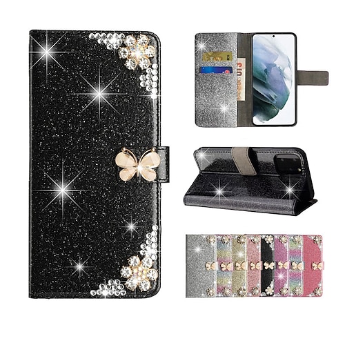 

teléfono Funda Para Apple Tarjetas billetera iPhone 14 13 12 11 Plus Pro Max Cartera Diamantes Sintéticos Protector de cuerpo completo Brillante Diamante de cristal TPU ordenador personal Cuero de PU