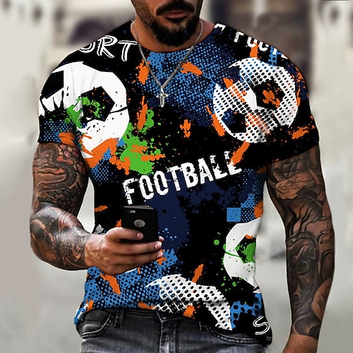 

Per uomo maglietta Magliette Pop art Calcio Girocollo Abbigliamento Stampa 3D Esterno Informale Manica corta Stampa Vintage Di tendenza Originale