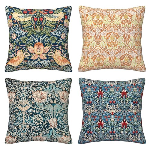 

William Morris Double Side Pillow Cover 4PC Strawberry Soft Decorative Square Cushion Case Pillowcase for Bedroom Livingroom Sofa Couch Chair