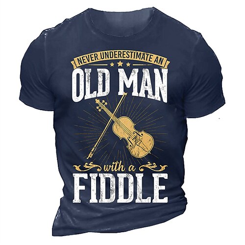 

Herre T-shirt Grafisk Musikinstrumenter Rund hals Tøj 3D-udskrivning udendørs Daglig Kortærmet Trykt mønster Mode Designer Årgang