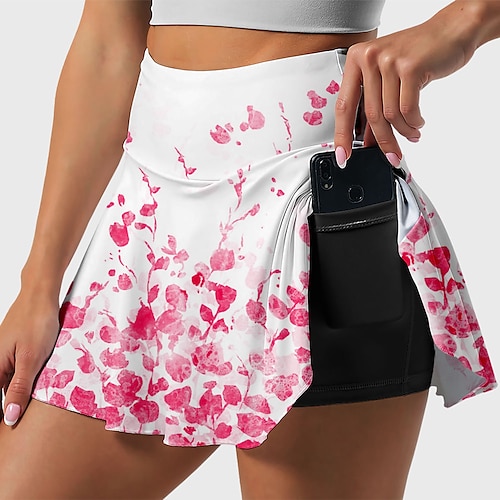 

Per donna Gonna da corsa Gonna per atletica 2 in 1 con tasca per telefono Pantaloni Sportivo Athleisure Traspirante Traspirazione umidità Morbido Fitness Allenamento in palestra Corsa abbigliamento