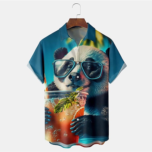 

Homens Camisa Social Camisa havaiana Panda Estampas Abstratas Aberto para a Lateral Preto Amarelo Verde Claro Preto / Marron Vermelho Rua Casual Manga Curta Botão para baixo Imprimir Roupa Tropical