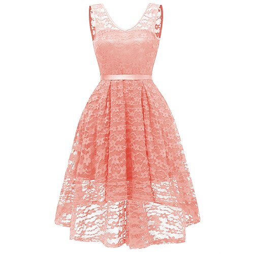 

Dame Elegant Romantikk Blonde kjole Mini kjole Fest Bryllupsgjest Blonde Sløyfe Helfarge V-hals Ermeløs Normal Sommer Vår 2023 Svart Hvit S M L XL