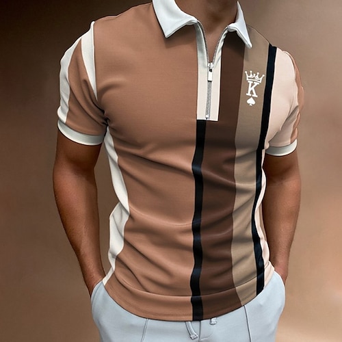 

Herre POLO Trøje Zip Polo Golftrøje Stribet Grafiske tryk Poker Dobbelt (264x234 cm) Aftæpning Sort Navyblå Lilla Brun Kakifarvet udendørs Gade Kort Ærme Lynlås Trykt mønster Tøj Mode Designer