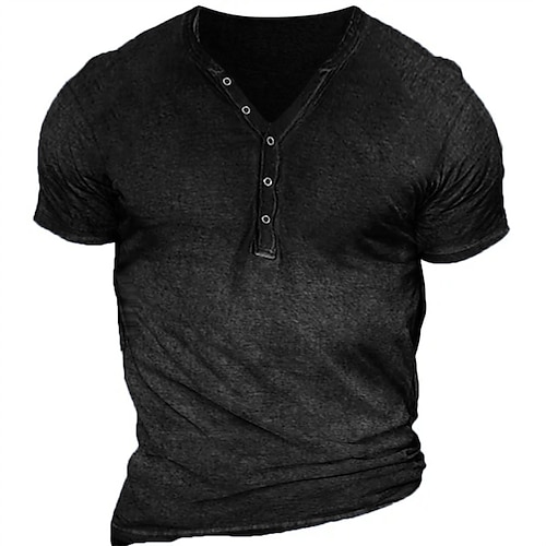 

Men's T shirt Tee Henley Shirt Cool Shirt Plain Henley Street Vacation Short Sleeves Clothing Apparel Designer Basic Modern Contemporary