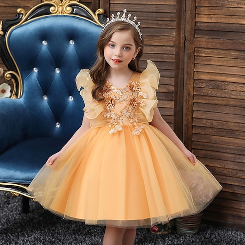 

Bambino (1-4 anni) Da ragazza Vestito da festa Floreale Vestito da festa Sopra il ginocchio Vestito Prestazioni A V Manica corta stile sveglio Vestito 3-7 anni Estate Giallo Rosa Rosso