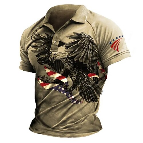 

Per uomo POLO Camicia da golf Golf Stampe astratte Vintage ▾ Aquila Collo ripiegabile Cachi Esterno Strada Maniche corte Stampa Abbigliamento Sportivo Di tendenza Originale Informale