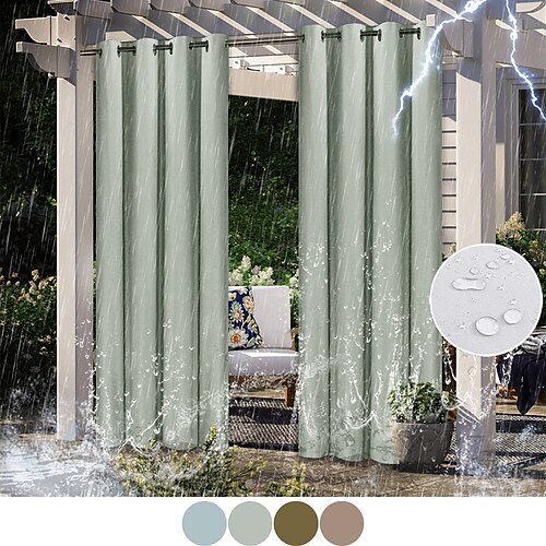 

Rideau extérieur imperméable à l'eau, rideaux de ferme coulissants, rideaux de pergola, oeillet pour gazebo, balcon, porche, fête, hôtel, 1 panneau