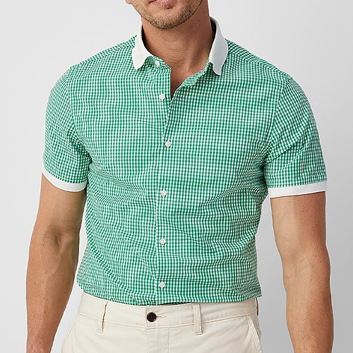 

Herre Skjorte Button Up skjorte Sommer skjorte Casual skjorte Blå Lilla Grøn Grå Kort Ærme Grafisk Ternet Aftæpning Ferierejse I-byen-tøj Knap ned Tøj Stilfuld Moderne Moderne Afslappet