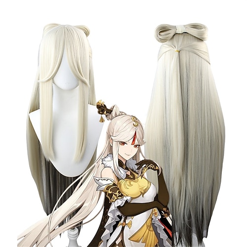 

genshin impact nasconde la luna e il cielo il ruolo di condensazione cos parrucca capelli divisi big hair bun coda di capelli graduale capelli lunghi