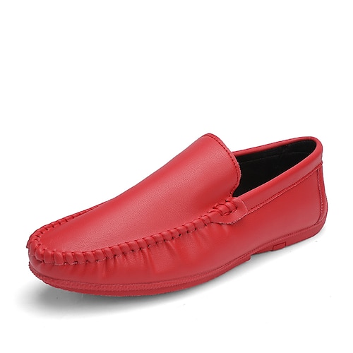 

Herren Loafer Slip On Komfort-Müßiggänger Brautkleider schlicht Sportlich Wanderschuhe PU Atmungsaktiv Schwarz Weiß Rot Herbst