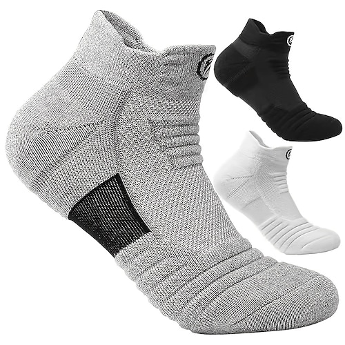 

4 Pairs Athletic Sports Socks Men's Women's Socks Breathable Sweat wicking Comfortable Non-slipping Gym Workout Basketball Running Active Training Jogging Sports Solid Colored Cotton Black White Grey
