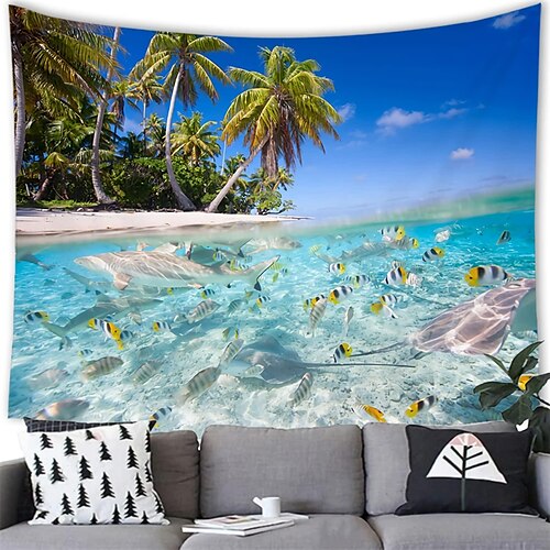 

Beach Theme Hanging Tapestry Wall Art Large Tapestry Mural Decor Photograph Backdrop Blanket Curtain Home Bedroom Living Room Decoration