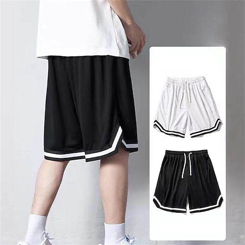 

Herren Aktive Shorts Basketball-Shorts Lässige Shorts Tasche Kordelzug Elastische Taille Glatt Komfort Weich Casual Täglich Festtage Sport Modisch Schwarz Weiß