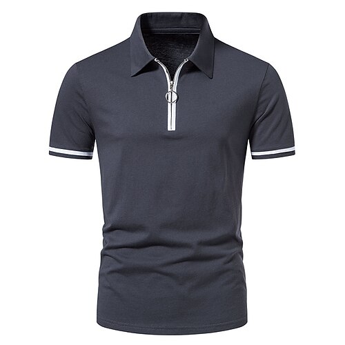 

Per uomo Camicia da golf Golf Polo Informale Collo a polo Chiusura lampo quarto Manica corta Essenziale Tinta unica Cerniera frontale Estate Standard Nero Bianco Verde militare Grigio scuro Camicia