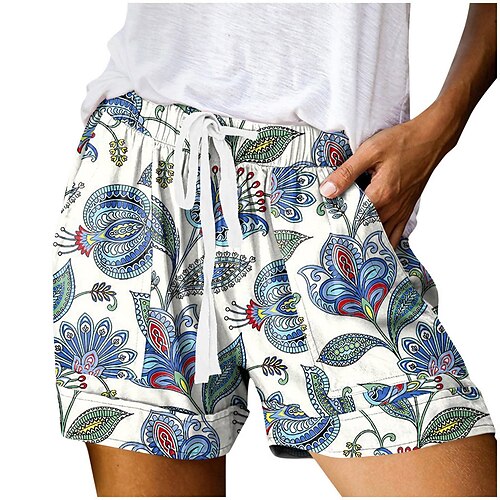 

Dame Shorts Perle Hvit Shorts Bohem Avslappet Dagligdagstøy Kort Utendørs Blomstret S M L XL XXL