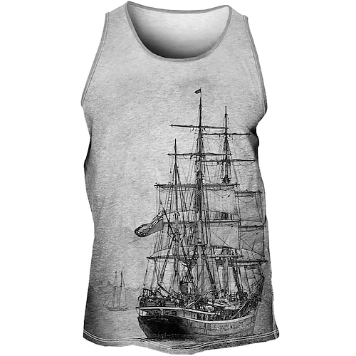 

Herre Vest Top Ærmeløs T-shirt til mænd Grafisk Båd Rund hals Tøj 3D-udskrivning Daglig Sport Uden ærmer Trykt mønster Mode Designer Muskel