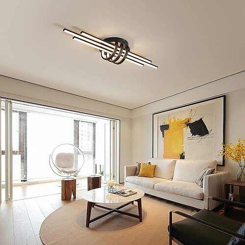 

apparecchio di illuminazione a soffitto a led lampadario a led lineare geometrico industriale adatto per sala da pranzo soggiorno e cucina con telecomando oscuramento continuo nero bianco 110-240v