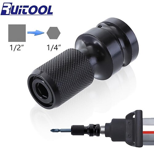 

1/2-Zoll-Vierkant auf 1/4-Zoll-Sechskant-Schraubendreher-Stecknuss-Adapter Schnellspannfutter-Antriebskonverter Cr-V-Schlagadapter für Schraubendreher-Bit