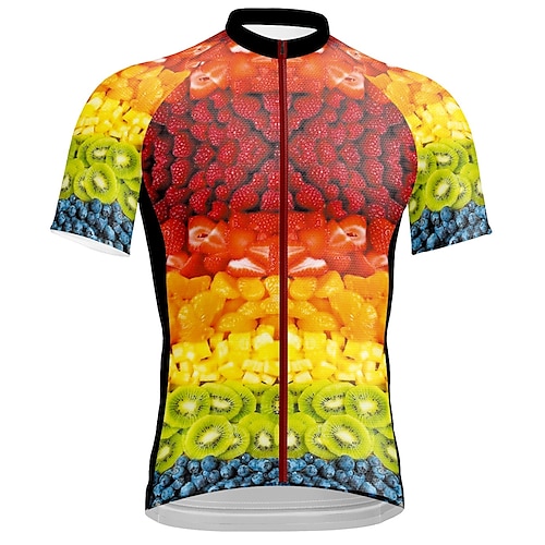 

Hombre Maillot de Ciclismo Manga Corta Bicicleta Maillot con 3 bolsillos traseros MTB Bicicleta Montaña Ciclismo Secado rápido Reflectante Reductor del Sudor Negro Fruta Deportes Ropa