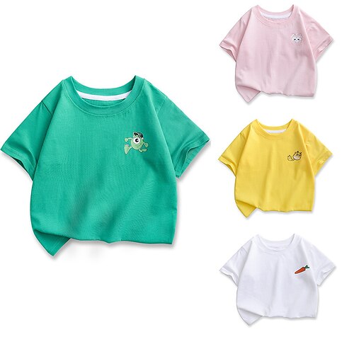 

Bambino Da ragazzo maglietta Tee Tinta unica Animali Cartoni animati Manica corta Top bambini Informale Adorabile Giornaliero Estate Testa di tigre nera a T corta 3-10 anni