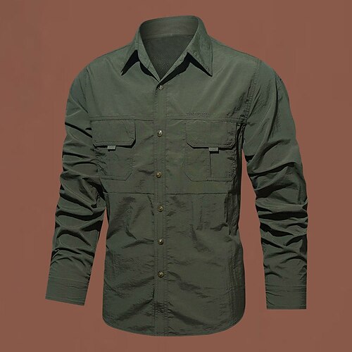 

Men's Shirt Casual Shirt Cargo Shirt Black khaki Army Green Gray Long Sleeve Plain Turndown Casual Daily Multiple Pockets Clothing Apparel Streetwear Stylish Classic